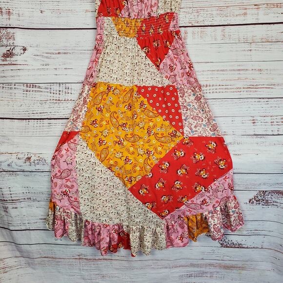 Mlle Gabrielle Paisley Country Cottage Ruffle L Midi Dress Hi Lo Hem Boho Festiv - Picture 8 of 16